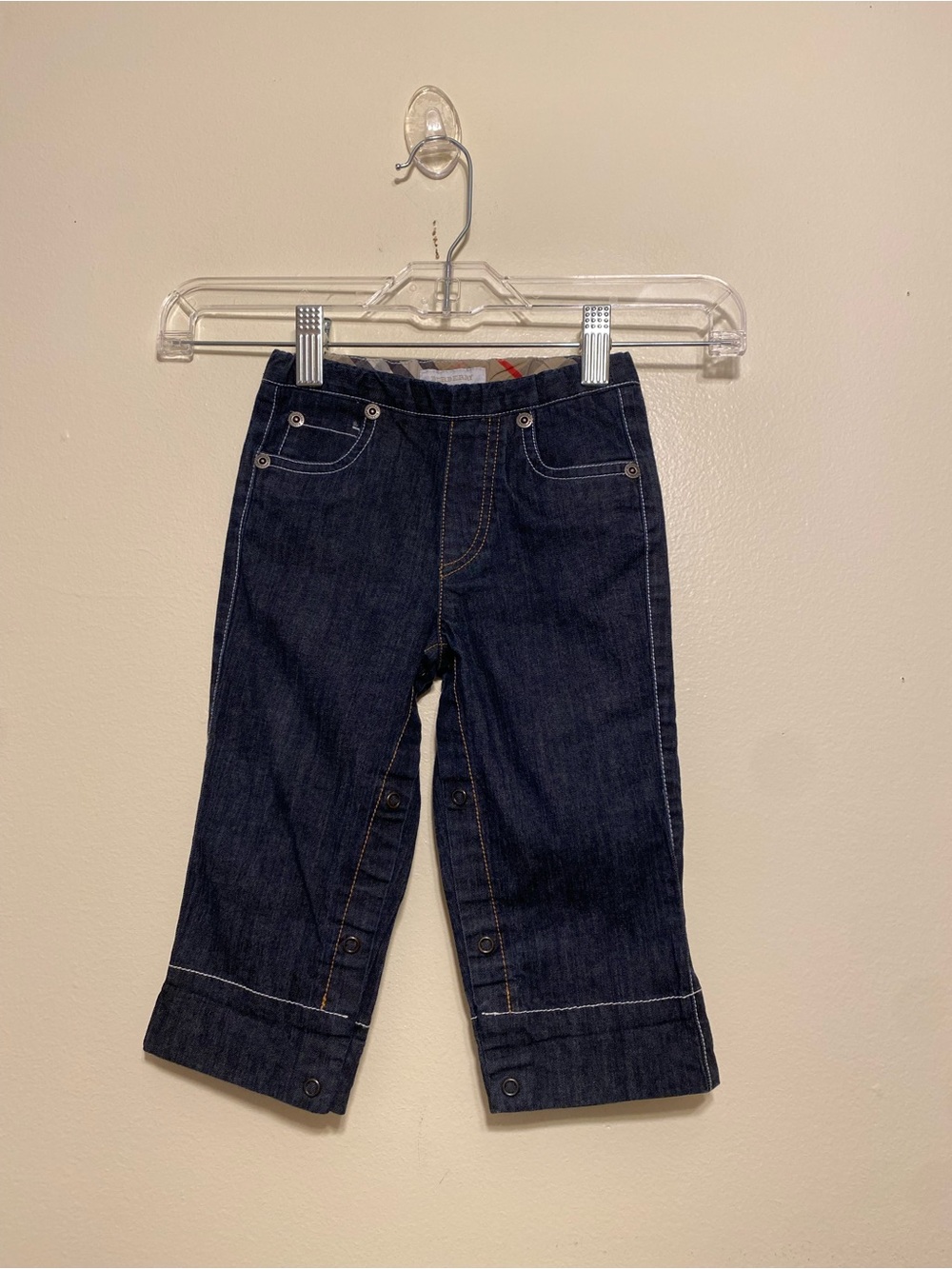 Burberry Kids Dark Blue Denim Snap-Front Pants. Size 18 months